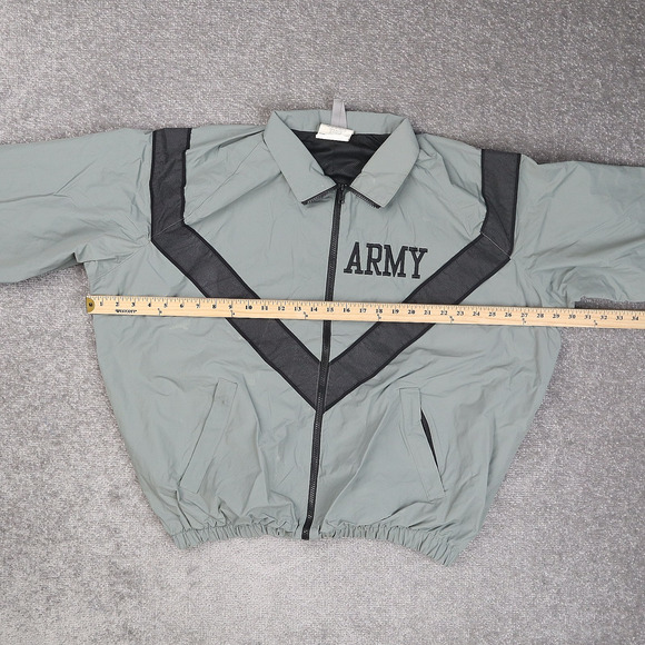 Vintage US Army Physical Fitness Regular Large Gray Long Sleeve Zip Jacket - Picture 4 of 14